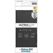 Galaxy S25 ケース レザー カバー 手帳型 マグネット フラップ 衝撃吸収 超軽量 薄型 ワイヤレス充電可 スタンド機能付 UltraSlim ブラック PM-G251PLFUBK