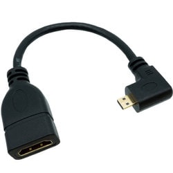 microHDMI（オス）-HDMI TYPE-A（メス） L型変換ショートケーブル 右向き 約15cm MCHDMI-15HR