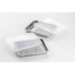 ステンレス浅型バットセット 2pcs（蓋×2、アミ×1） SJ3659