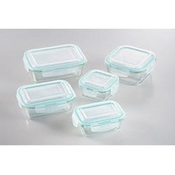 グラスコンテナ 4点ロック式ガラス保存容器 5PCS SJ2543