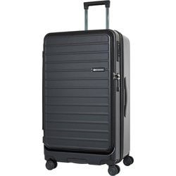 ハードキャリー ファスナータイプ フロントオープン ワンルーム型 拡張機能付き ストッパー 預け入れ無料 1週間以上 90L 拡張時100L TSAロック搭載 ジェットブラック SK-0889-70