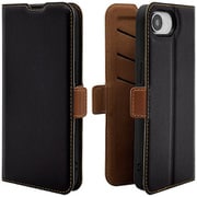iPhone 16e用 手帳型ケース 薄型 カード入れ スタンド機能 衝撃吸収 シンプル サイドマグネット BK BR 8697-IP5EBSMBKBR