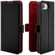 iPhone 16e用 手帳型ケース 薄型 カード入れ スタンド機能 衝撃吸収 シンプル サイドマグネット BK RD 8614IP5EBSMBKR