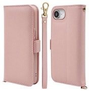 iPhone 16e用 手帳型ケース カード入れ おしゃれ スタンド機能 シンプル ハンドストラップ付き マグネット式 ライトピンク 8619IP5EBHSLPK
