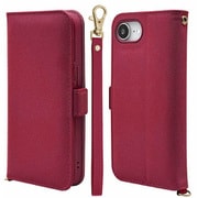 iPhone 16e用 手帳型ケース カード入れ おしゃれ スタンド機能 シンプル ハンドストラップ付き マグネット式 マゼンタ 8620IP5EBHSMA