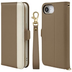 iPhone 16e用 手帳型ケース iLBE カードポケット おしゃれ スタンド機能 ストラップ付き マグネット式 エトープ ベージュ 8627IP5EBHSEPBE