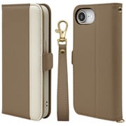 iPhone 16e用 手帳型ケース iLBE カードポケット おしゃれ スタンド機能 ストラップ付き マグネット式 エトープ ベージュ 8627IP5EBHSEPBE
