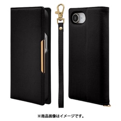 iPhone 16e用 手帳型ケース iLBE スタンド機能 ハンドストラップ付き マグネット式 ブラック 8629IP5EBHSBK
