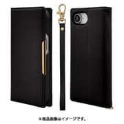 iPhone 16e用 手帳型ケース iLBE スタンド機能 ハンドストラップ付き マグネット式 ブラック 8629IP5EBHSBK