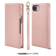 iPhone 16e用 手帳型ケース iLBE スタンド機能 ハンドストラップ付き マグネット式 ピンク 8630IP5EBHSPK