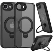 iPhone 16e用 ハイブリッドケース ZEROSAFE Shaft TPU+PC Magsafe対応 360°回転スタンド フロストブラック 8709-IP5EZSFSBK