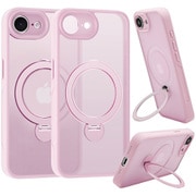 iPhone 16e用 ハイブリッドケース ZEROSAFE Shaft TPU＋PC Magsafe対応 360°回転スタンド フロストピンク 8711-IP5EZSFSPK
