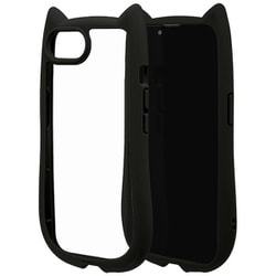 iPhone 16e用 ハイブリッドケース 猫耳 猫 衝撃吸収 TPU＋PC かわいい MIL規格 ブラック 8653IP5EHPBK