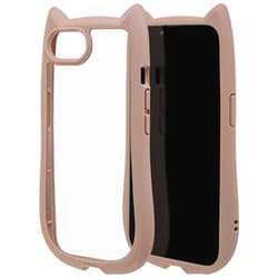iPhone 16e用 ハイブリッドケース 猫耳 猫 衝撃吸収 TPU＋PC かわいい MIL規格 スモーキーピンク 8654IP5EHPSPK