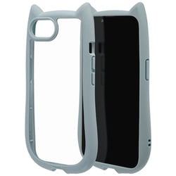 iPhone 16e用 ハイブリッドケース 猫耳 猫 衝撃吸収 TPU＋PC かわいい MIL規格 スモーキーブルー 8655IP5EHPSBL