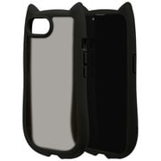 iPhone 16e用 ハイブリッドケース 猫耳 猫 衝撃吸収 TPU＋PC かわいい MIL規格 ブラック×フロストブラック 8656IP5EHPBKFB