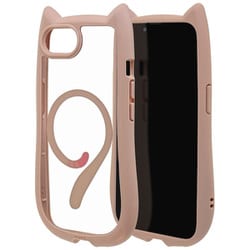 iPhone 16e用 ハイブリッドケース 猫耳 猫 衝撃吸収 TPU＋PC かわいい Magsafe対応 MIL規格 スモーキーピンク 8659IP5EHPMSPK