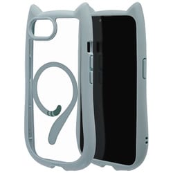 iPhone 16e用 ハイブリッドケース 猫耳 猫 衝撃吸収 TPU＋PC かわいい Magsafe対応 MIL規格 スモーキーブルー 8660IP5EHPMSBL