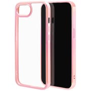 iPhone 16e用 ハイブリッドケース aurora 衝撃吸収 頑丈 TPU+PC オーロラフレーム ピンク×クリア 8663IP5EHPPK