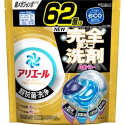 アリエール ジェルボール プロ パワー 超抗菌・洗浄 クリーンフレッシュの香り 詰め替え 超メガジャンボ 62個 [洗濯洗剤]