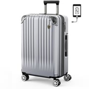 スーツケース ファスナータイプ 拡張機能付 USBポート付 Lサイズ 旅行日数目安:1週間以上 95L/拡張時109L TSAロック搭載 シルバー NT-GB0201P