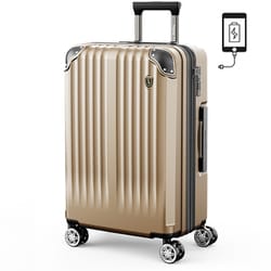 スーツケース ファスナータイプ 拡張機能付 USBポート付 Mサイズ 旅行日数目安：4～7泊 60L/拡張時74L TSAロック搭載 シャンパンゴールド NT-GB0201P