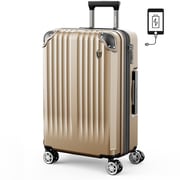 スーツケース ファスナータイプ 拡張機能付 USBポート付 Mサイズ 旅行日数目安:4~7泊 60L/拡張時74L TSAロック搭載 シャンパンゴールド NT-GB0201P