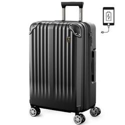スーツケース ファスナータイプ 拡張機能付 USBポート付 Sサイズ 旅行日数目安：1～3泊 40L/拡張時49L TSAロック搭載 ブラック NT-GB0201P