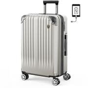 スーツケース ファスナータイプ 拡張機能付 USBポート付 Mサイズ 旅行日数目安:4~7泊 60L/拡張時74L TSAロック搭載 オートミールグレー NT-GB0201P