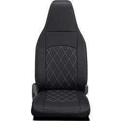 シートカバー 全席セット ハイエースバン/レジアスエースバン ストロングキルト ブラック×ホワイトステッチ 45ETL1172X02KW