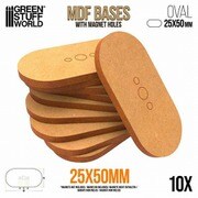 GSWD-12053 MDFベース 楕円型セット マグネット穴付 25mm×50mm 10枚入 [プラモデル用品]
