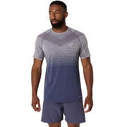 シームレス半袖Tシャツ メンズ ランニングウェア シャツ ラベンダーグレー×インディゴフォグ(501) Lサイズ 2011C398