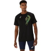 トラックグラフィック半袖Tシャツ メンズ ランニングウェア シャツ パフォーマンスブラック(001) Lサイズ 2091A749