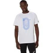 トラックグラフィック半袖Tシャツ メンズ ランニングウェア シャツ ブリリアントホワイト(100) Lサイズ 2091A749