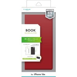 iPhone 16e用 薄型・軽量PUレザー手帳ケース 「BOOK SLIM＆LITE」 レッド LN-ISS24BSLRD