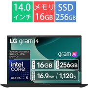 ノートパソコン/LG gram 14/14型/AI PC/Copilot/gram AI/Core Ultra 5 225H/メモリ 16GB/SSD 256GB/Windows 11 Home/オブシディアンブラック 14Z90T-GA52J