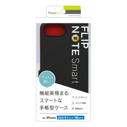 iPhone 16e用 薄型スマート手帳ケース BK TR-IP25S-FNS-LBK
