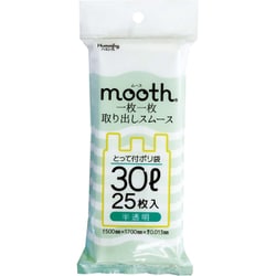 mooth ゴミ袋 半透明 30L 取っ手付き 取り出しやすい シャカシャカ素材 25枚 50×70cm 厚さ0.013mm MU-3025