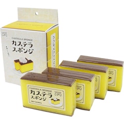 キッチンスポンジ カステラ スポンジ 4個組 食器洗い 極細ブラシが汚れをカキ落とす 幅6.7×奥行10×厚さ3cm 日本製 KCTL1