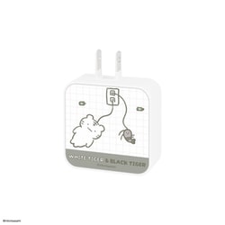 USB AC充電器 USB/USB Type-C ACアダプタ USB-C×1/USB-A×1 最大3.4A 可動式プラグ採用 ホワイトタイガーとブラックタイガー WB-02A