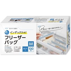 プラスプラス フリーザーバッグ M 約縦12.5cm（ジッパー下の高さ）×横20cm+底マチ横6cm×厚さ0.06mm 100枚 透明 PP-IFBMZ-100