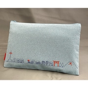 TK7824C [京都刺繍角ポーチ（大） 京都風景 ブルー]
