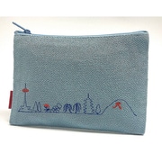 TK7825C [京都刺繍角ポーチ（小） 京都風景 ブルー]