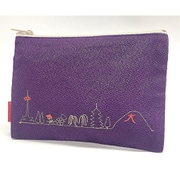 TK7825C [京都刺繍角ポーチ（小） 京都風景 紫]