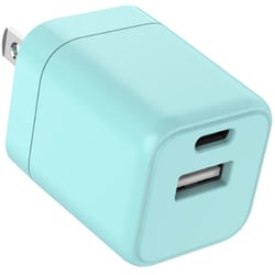 USB急速充電器 ALL CANDY USB PD（パワーデリバリー）対応 20W USB-C×1/USB-A×1 折りたたみプラグ アップルグリーン AC-AC20PD-GR