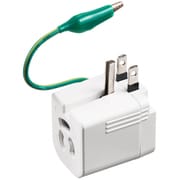 電源タップ 変換プラグ 温度/電流ヒューズ内蔵 コンセント 3ピン 抜け止め L型 小型 折りたたみ式プラグ コンパクト 通電確認ランプ付き クリップ付きアースコード PSE ホワイト TAP-AD16W