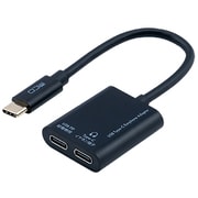 USB Type-C イヤホン用/USB PD充電 分岐アダプタ SAD-CE05PBK