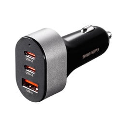シガーソケット カーチャージャー USB Type-C×2/USB A×1 PD67W 急速充電 増設 コンセント 車載充電器 アクセサリー電源 スマートフォン タブレット ノートパソコン iPhone CAR-CHR83CPD