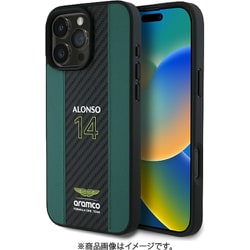 ASTON MARTIN-ARAMCO F1 iPhone 16 Pro MAX用 本革ケース バックカバー カーボン調 GREEN ARHCP16XNCEAN