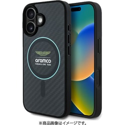 ASTON MARTIN-ARAMCO F1 iPhone 16用 リアルカーボンケース バックカバー Magsafe充電対応 BLACK ARHMP16SFCIK
